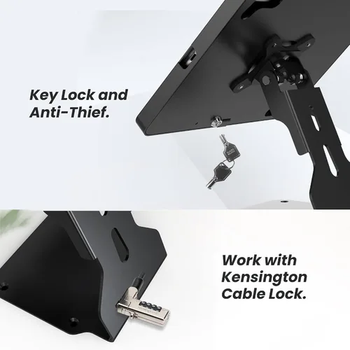 Vista 6 de Soporte para tablet compatible con iPad de 10.2 pulgadas, generación 7, 8, 9ª, de metal pesado, giratorio, giratorio, para escritorio