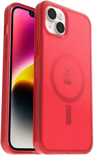 Vista 23 de OtterBox Symmetry - Funda con MagSafe para iPhone 14 Plus (SOLAMENTE), embalaje no minorista - Rosa translúcido transparente (Polvo de Hada)