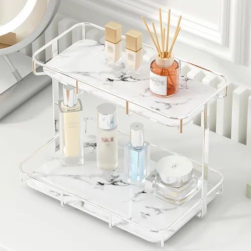 Vista 12 de Dobbyby Bandeja de Tocador Organizador de Maquillaje Almacenamiento de Cosméticos Organizador de Cuidado de la Piel para Baño Estante de Exhibición
