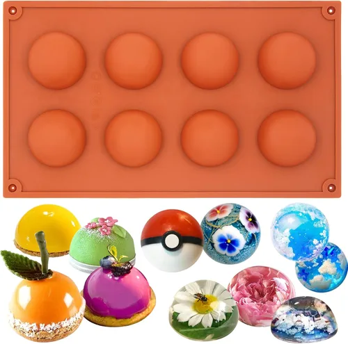 Vista 11 de FUNSHOWCASE Mini molde de silicona para caramelo de chocolate con cúpula hemisferio, 2 unidades, 24 cavitas