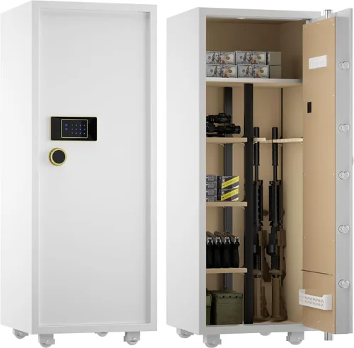 Vista 8 de TIGERKING Caja fuerte grande para armas de 6-8, para rifle y pistola en casa, armarios para rifles y escopetas con 3 estantes extraíbles