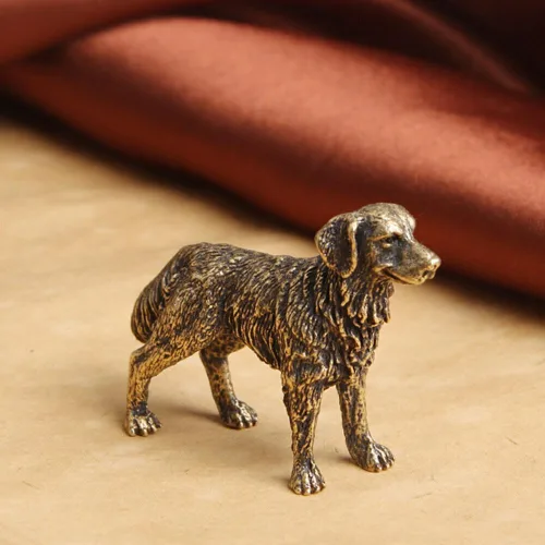Vista 6 de TEAMWILL Estatua de perro de latón Mini Golden Retriever Figurine Ornamento Animal Fingurines