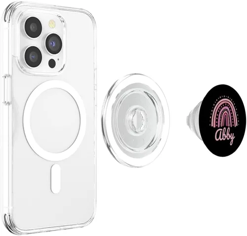 Vista 4 de Abby Name Personalized Funny Women Pink Rainbow Abby PopSockets MagSafe PopGrip for iPhone