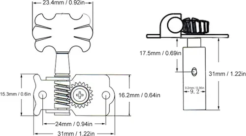 Vista 4 de Paquete de 6 clavijas de afinación de guitarra clásica, afinador de metal 3L3R para reemplazo, afinadores de un solo agujero para guitarra clásica