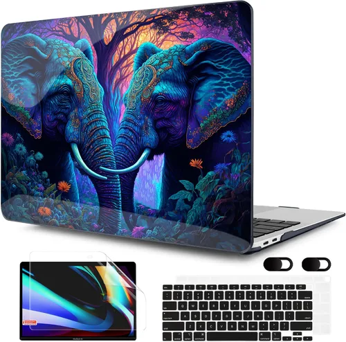 Vista 35 de MEEgoodo Funda para MacBook Air de 13 pulgadas 2021 2020 2019 2018 lanzada A2337 M1 A2179 A1932 con Touch ID, carcasa rígida de plástico y cubierta