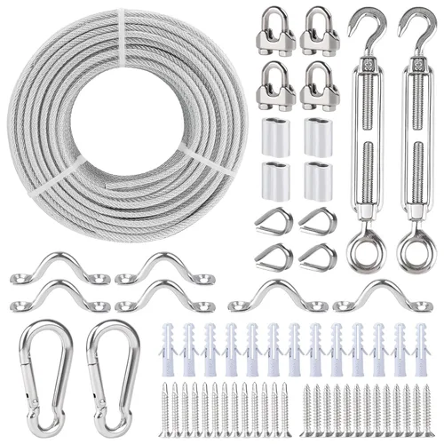 Vista 9 de Cable de 3/16", cable de acero recubierto de PVC de 50 pies