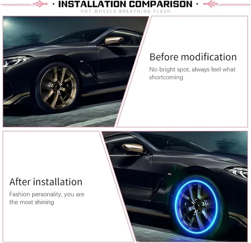 Vista 4 de 6 luces de válvula de neumático de automóvil, luz nocturna modificada fresca, luz de flash con sensor de choque, impermeable, tapa de luz LED, Azul