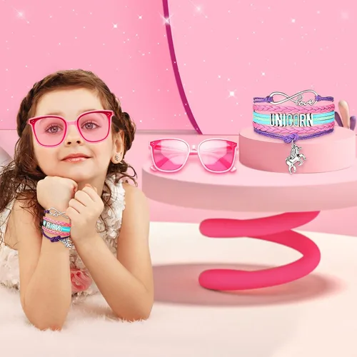 Vista 5 de Cesta de bicicleta para niñas, cesta de bicicleta para manillar con campana, serpentinas, calcomanías, gafas de sol para montar, accesorios