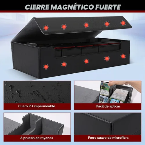 Vista 5 de Estuche de almacenamiento prémium para tarjetas coleccionables TCG, caja con capacidad para más de 800 tarjetas con funda para MTG, YuGiOh, Uno