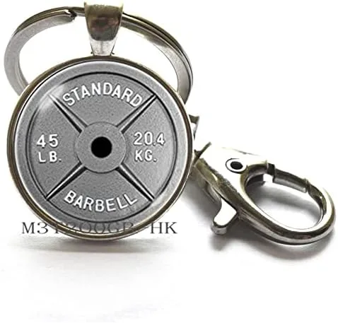 Vista 2 de Llavero con mancuernas, llavero de levantamiento de pesas, regalo de fitness, joyería de barra, llavero de mancuernas, llavero de entrenamiento