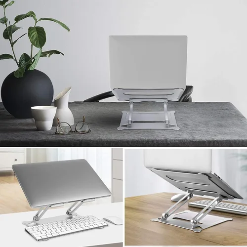 Vista 5 de Diswoe Soporte portátil para computadora portátil y soporte multiángulo con ventilación de calor para elevar el soporte de laptop para Mac