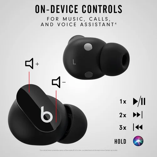 Vista 4 de Beats Studio Buds - Auriculares inalámbricos con cancelación de ruido, compatibles con Apple y Android, micrófono integrado, clasificación IPX4 Negro