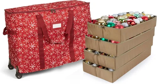 Vista 32 de Covermates Keepsakes Bolsa de almacenamiento ajustable para adornos, con asas de transporte, protección acolchada, ruedas dobles, almacenamiento