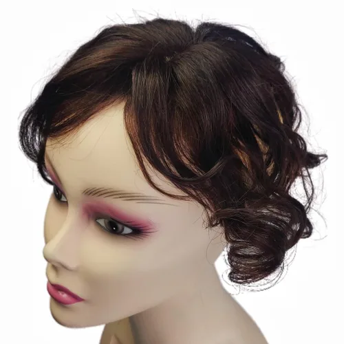 Vista 7 de Anemone Toppers humanos rizados y ondulados con clip con flequillo lateral, flecos, para mujeres, pelucas para pérdida de cabello suave, cubierta