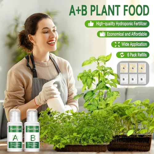 Vista 4 de Nutrientes hidropónicos, 27.1 fl oz de nutrientes hidropónicos A y B, nutrientes universales A & B para plantas de interior para un crecimiento