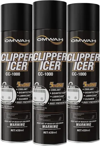 Vista 5 de OMWAH 5 en 1 Clipper Icer Blade Cleaner y lubricante Clipper Clipper Spray 1 paquete (15 oz.)