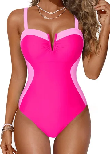 Vista 10 de Daci Women's Tummy Control One Piece Bathing Suit Negro y blanco