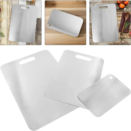 Vista 7 de 3pcs Stainless Steel Cutting Board, Double Sided Thickened Kitchen Board