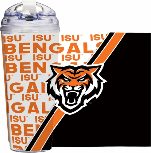 Vista 43 de Rico Industries Taza acrílica NCAA estándar de 24 onzas con tapa con bisagra, taza de doble pared oficialmente licenciada con pajita