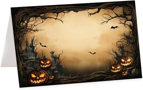 Vista 51 de Andaz Press Tarjetas de lugar con nombre de Halloween para colocar la mesa, etiquetas de alimentos en blanco para tarjetas de bufé de fiesta