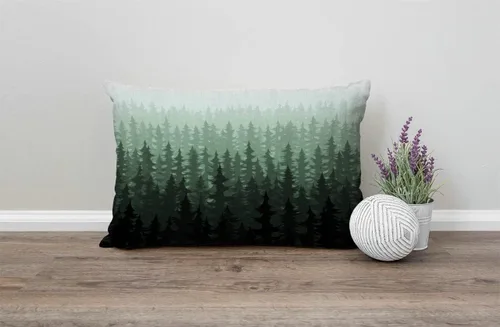 Vista 4 de Solekla Jcp152 - Funda de cojín decorativa de lino y algodón con diseño de pinos en acuarela para sofá, cama, 12 x 20 pulgadas