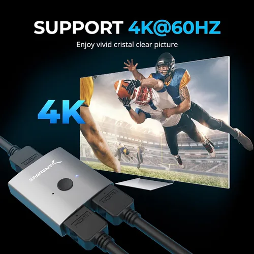 Vista 10 de SABRENT - Conmutador HDMI, conmutador HDMI 4K a 60 Hz, divisor 2 en 1 salida, compatible con HDR, 3D, Dolby, compatible con computadoras portátiles