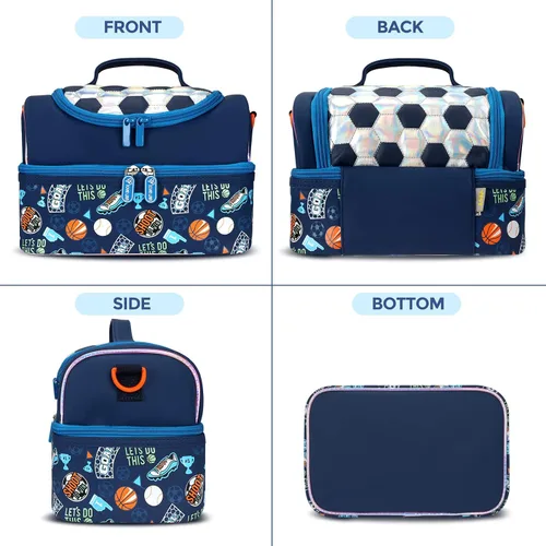 Vista 3 de RLGPBON Bolsa de almuerzo para niños, lonchera aislada para niñas y niños, bolsa de almuerzo para niños pequeños y adolescentes, lindas bolsas