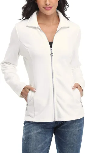 Vista 3 de Chaqueta con cremallera completa para mujer, cuello alto, sudadera sin capucha, de algodón, ajustada, con bolsillos