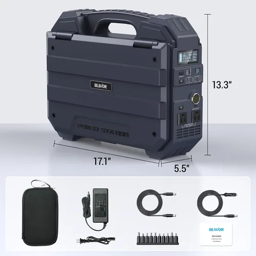 Vista 8 de BLAVOR Estación de energía portátil de 1600 W (pico 3200 W), panel solar integrado, batería LiFePO4 de 1024 Wh, carga rápida USB-C de 100 W