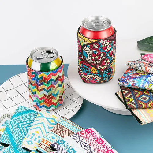 Vista 6 de Paquete de 12 fundas de neopreno para enfriar latas de cerveza, para latas estándar de 12 onzas, enfriadores de cerveza para fiestas, eventos