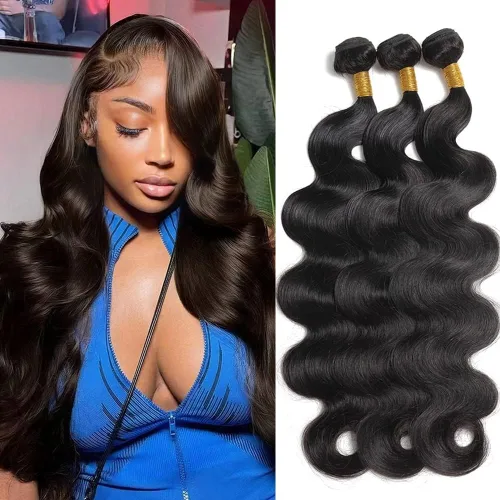 Vista 7 de Extensiones de cabello humano ondulado de 16, 18, 20, 22 pulgadas, grado 10A, extensiones de cabello humano ondulado 100% sin procesar, color negro