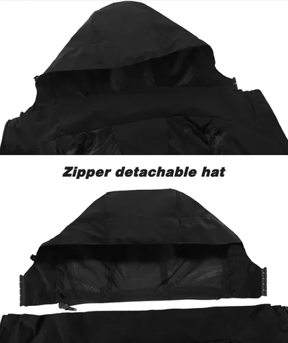 Vista 4 de SWISSWELL - Chaqueta impermeable rompe vientos para hombre, ligera, con capucha