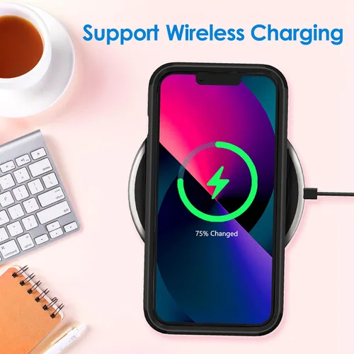 Vista 5 de Hython Funda para iPhone 13 Funda con Purpurina, Bonita Cubierta Brillante Resplandeciente con Brillo, Resistente 3 en 1 Híbrida de PC Duro TPU