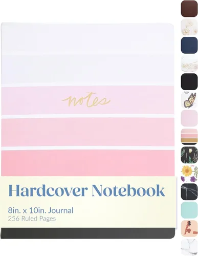 Vista 25 de WORLD TRAVELER Cuaderno de Diario Grande Rayado - Cuaderno de Tapa Dura que se Abre Plano con 2 Marcapáginas de Cinta, Diario de Escritura de Tapa