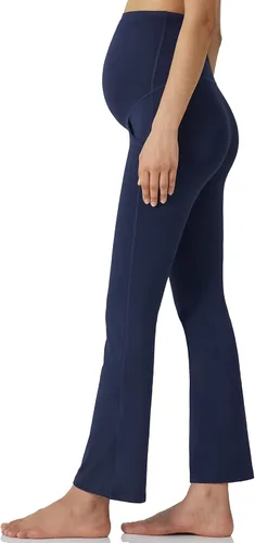 Vista 3 de POSHDIVAH Pantalones de yoga de maternidad para mujer, para trabajo, descanso, elásticos, corte de bota, pantalones acampanados para embarazo