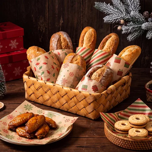 Vista 5 de Maitys 100 hojas de papel encerado de Navidad para alimentos, envoltura