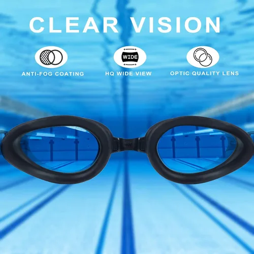 Vista 7 de Gafas de natación antivaho para adultos, gafas de natación miopía miopía para visión miopía MS 5000P, color negro