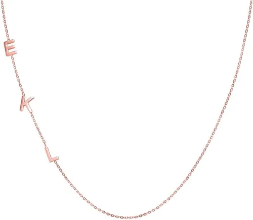 Vista 3 de AILIN Collar personalizado con inicial lateral de plata de ley 925, alfabeto personalizado 26 A-Z, colgante de letras de la A a la Z, regalos