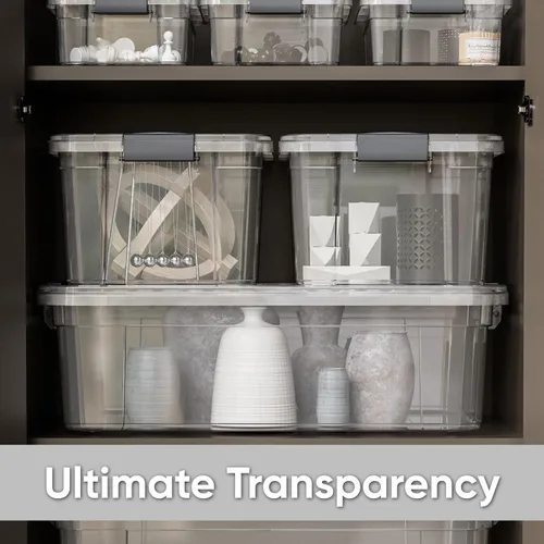 Vista 7 de Superio Caja de almacenamiento transparente con tapa, contenedores de plástico de 2.3 cuartos para organizar, cajas apilables, sin BPA, no tóxico