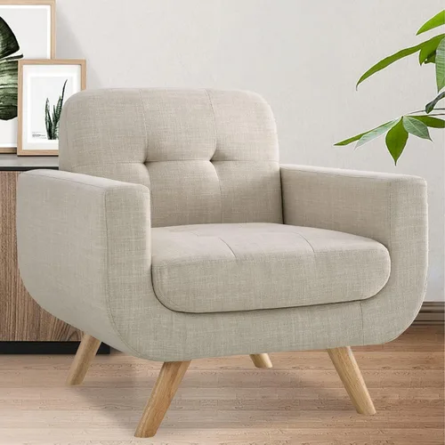 Vista 6 de Rosevera Elena - Sillón contemporáneo con tapicería de lino, muebles de sala de estar, color beige