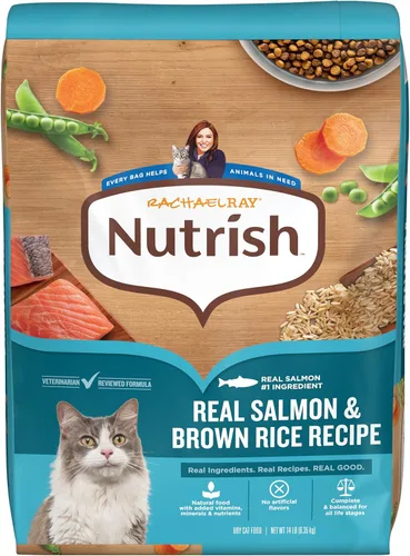 Vista 10 de Nutrish Rachael Ray Alimento seco para gatos Receta de salmón real y arroz integral, bolsa de 2.5 libras
