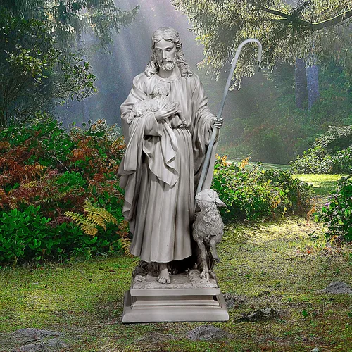 Vista 6 de Design Toscano Estatua de Jesús, El Buen Pastor para Jardín: Grande