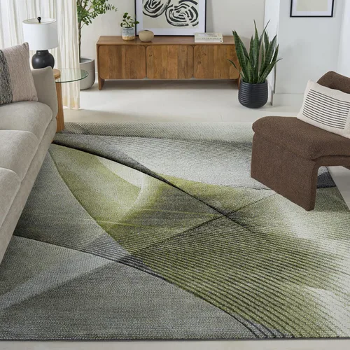 Vista 24 de SAFAVIEH Hollywood Collection - Alfombra decorativa de 2 pies 3 pulgadas x 4 pies, beige y azul, diseño moderno de mediados de siglo, no desprende