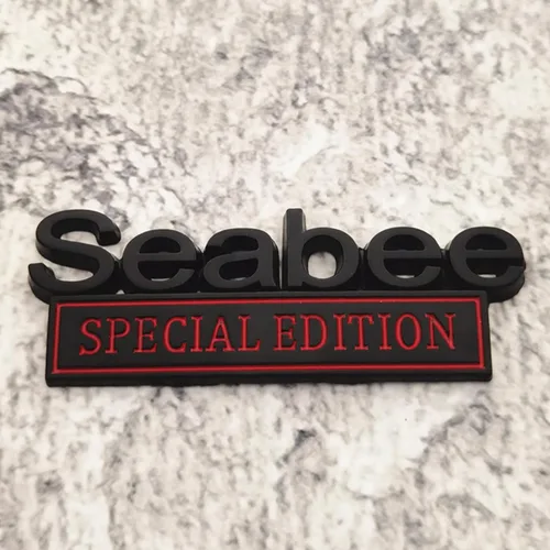Vista 4 de BESULEN 2 piezas Emblema Edición Seabee, calcomanías de coche de 3D letras metálicas para guardabarros, maletero, portón trasero, accesorios