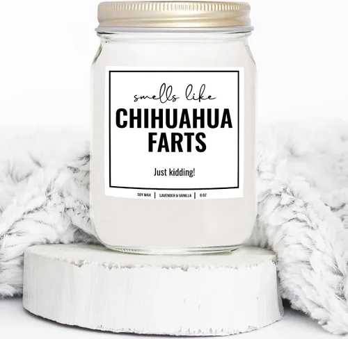 Vista 4 de You Nique Designs - Vela de soja de 8 onzas con olor a pedos de chihuahua, regalos divertidos para mujeres y hombres, regalos para madres de perros
