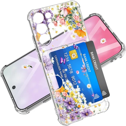Vista 11 de Funda para Samsung Galaxy S23 FE con protector de pantalla, suave, a prueba de golpes, transparente, floral, funda protectora para mujer, diseño