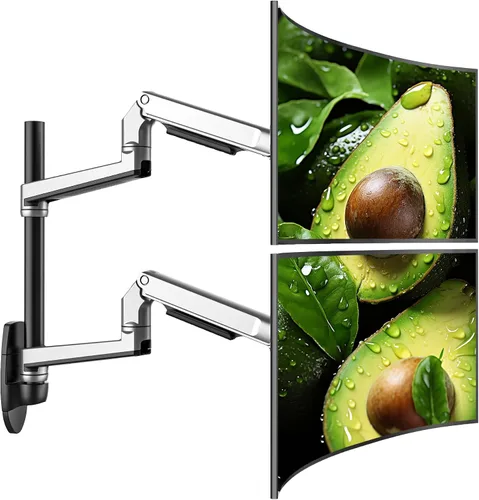 Vista 10 de Ergounion Soporte de pared para monitor para pantallas planas o curvas de hasta 38" dentro de 25 libras, soporte de pared con brazo ajustable