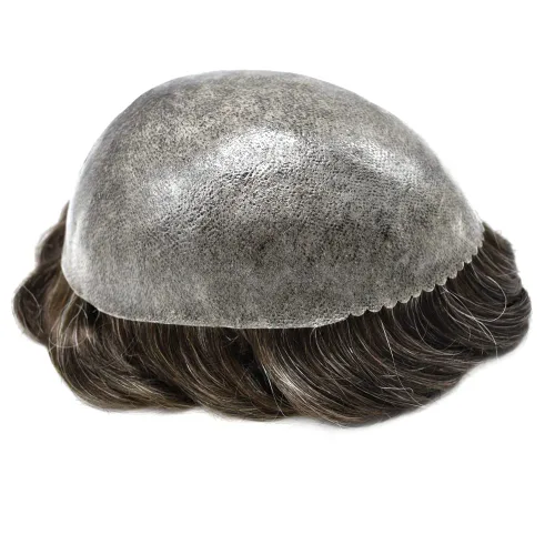Vista 282 de Toupee para hombre 100% cabello humano real tupé para hombres 0.004 in piel de poliuretano para hombre, sistema de reemplazo de piezas de pelo