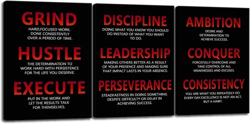 Vista 37 de Arte de Pared Motivacional 40 Razones para Entrenar 3 Piezas Pintura Impresión en Lienzo Decoración de Oficina Póster Mentalidad Millonaria