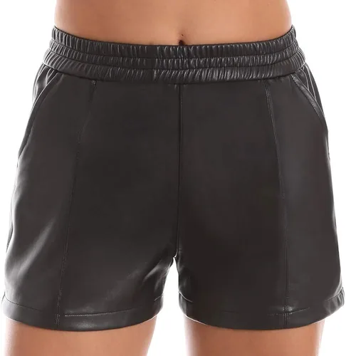 Vista 3 de Everbellus Pantalones cortos sueltos con cintura elástica y bolsillos para mujer, Negro